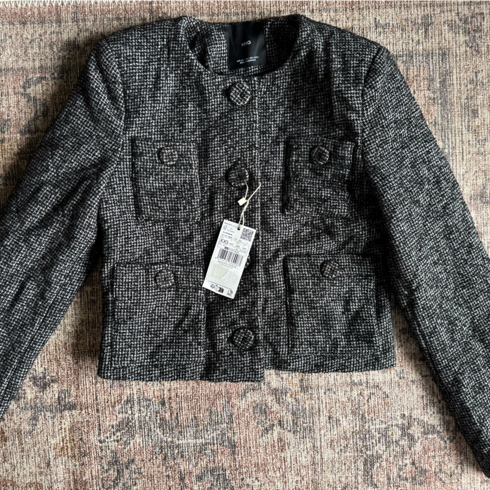 Mango MNG Tweed Cropped Jacket XXS New With Tags